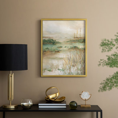 Sandy Seagrass Shores, reproduction encadrée - bois massif