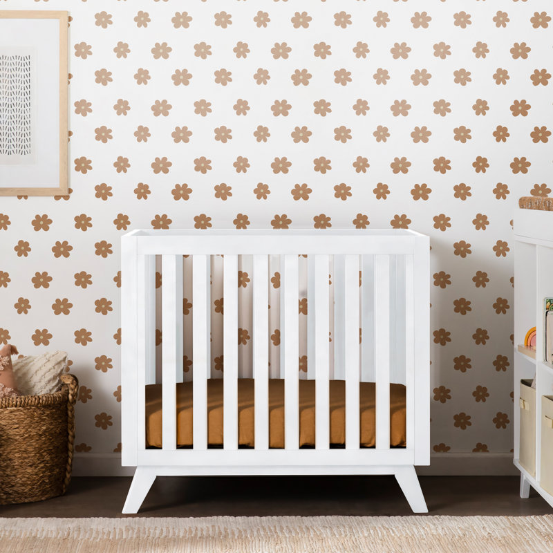 White Wooden 3-in-1 Convertible Mini Crib with Mattress