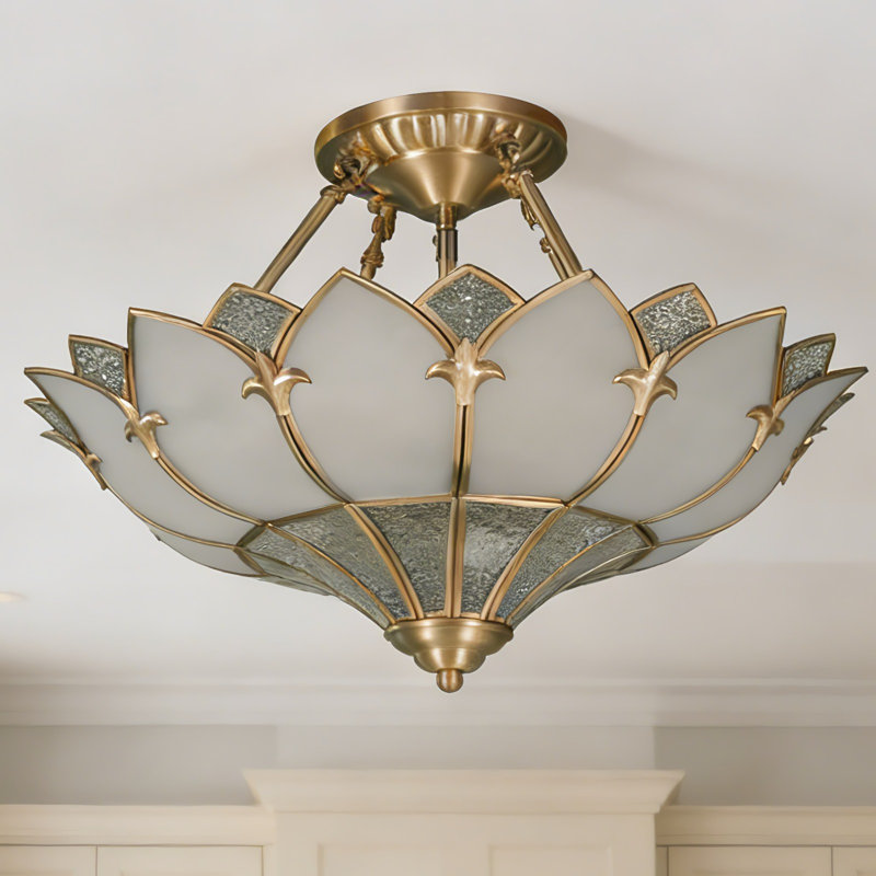 Plafonnier semi-encastré 4 lumières à intensité variable en forme de lotus