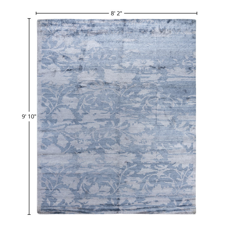 Tapis moderne noué à la main de conception unique - gris, 8 pi 2 po x 9 pi 10 po Modern