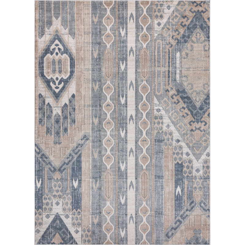 Tapis bleu marine / ivoire Josephus, Rectangle 2 pi 2 po x 3 pi 1 po
