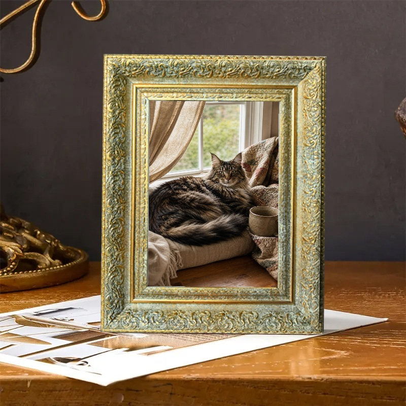 Cadre photo décoratif antique 1PC 5 po x 7 po avec fixation murale ou de table, Antique Gold, 1, 5" W x 7" H