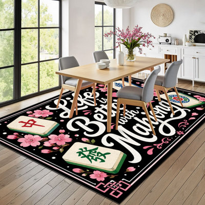 Tapis 10 x 14 pour la vie dans une pièce de Mahjong Mahjong Floral Mahjong Tiles