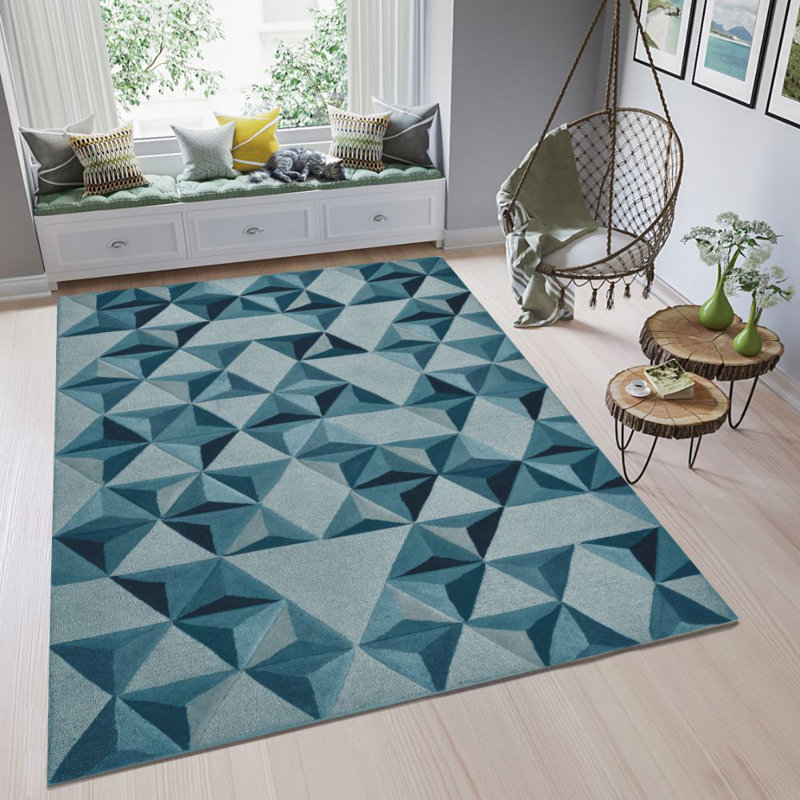 Tapis bleu area flokati Stonefort, Rectangle 5 pi x 8 pi