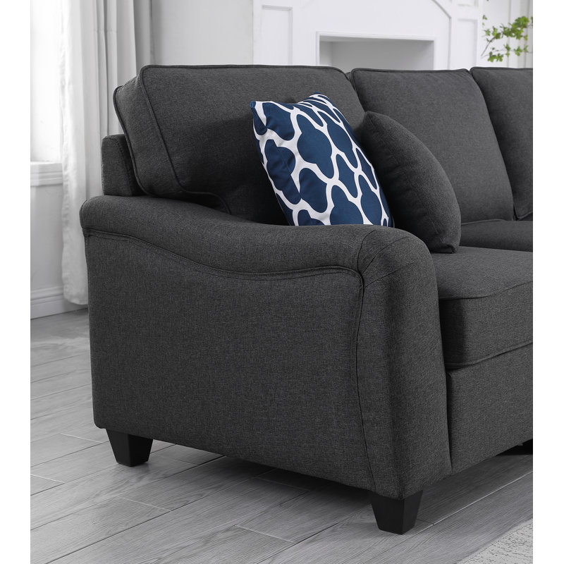 Beulah Upholstered U-Shaped Sectional Symmetrical, Dark Gray Linen
