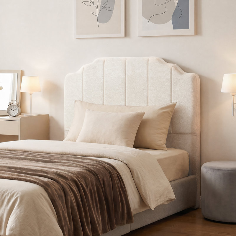 Tête de lit tapissier pour lit, aucun assemblage requis, Lit simple, Beige