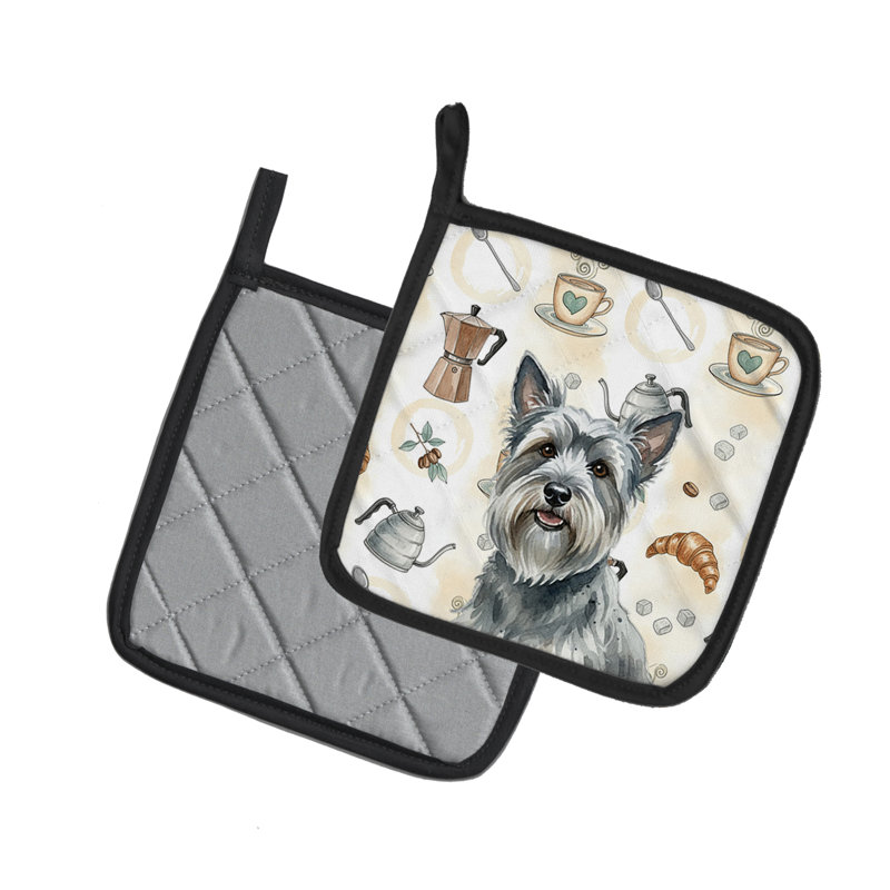 Paire de porte-pots gris Skye Terrier