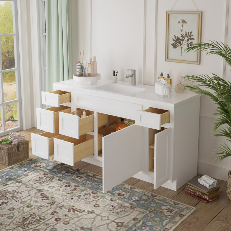 60'' Single Bathroom Vanity Base Only, White