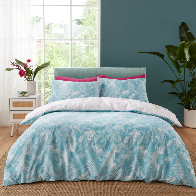 Aruba Tropical Floral Reversible Duvet Cover Set, Kingsize - 2 Standard Pillowcases