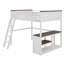 Lit mezzanine avec bureau, tablette ouverte et boîte de rangement, station de charge USB