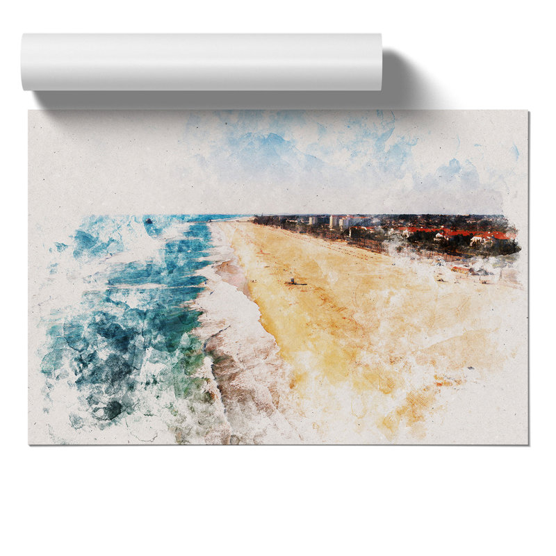 Huntington Beach in California - Unframed Painting, 42cm H x 59cm W x 0.1cm D