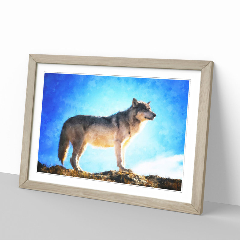 Wolf Vol.1 - Picture Frame Painting, 27cm H x 36cm W x 2cm D, Oak Framed