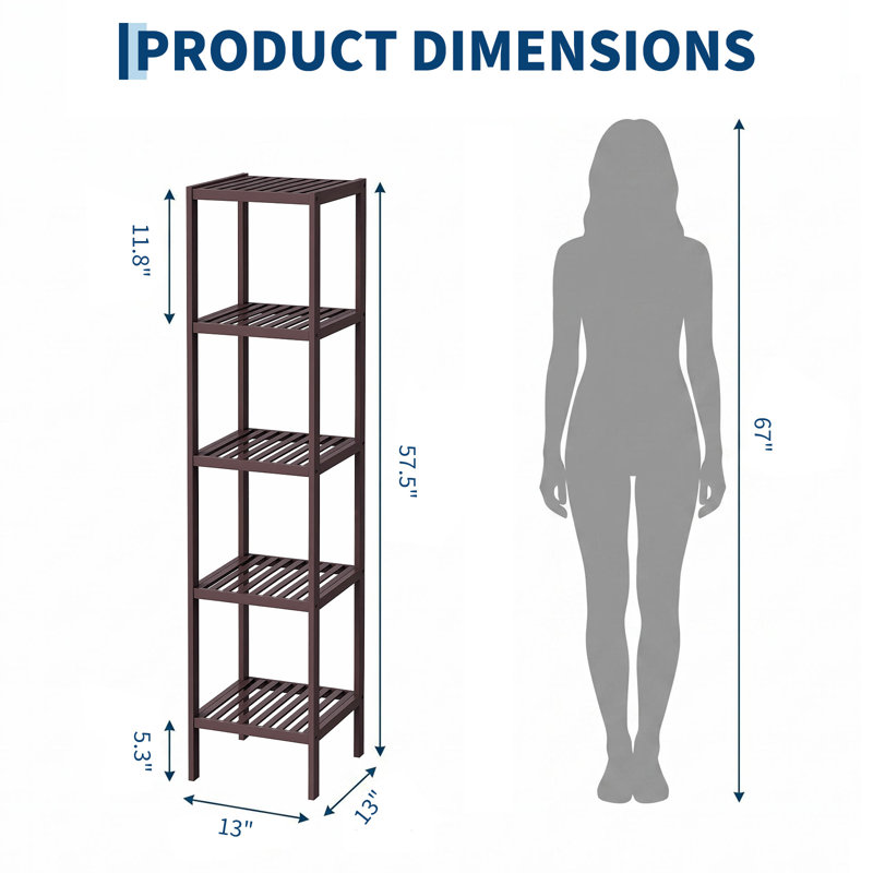 39.5 cm W Iron Shelving Unit, Brown