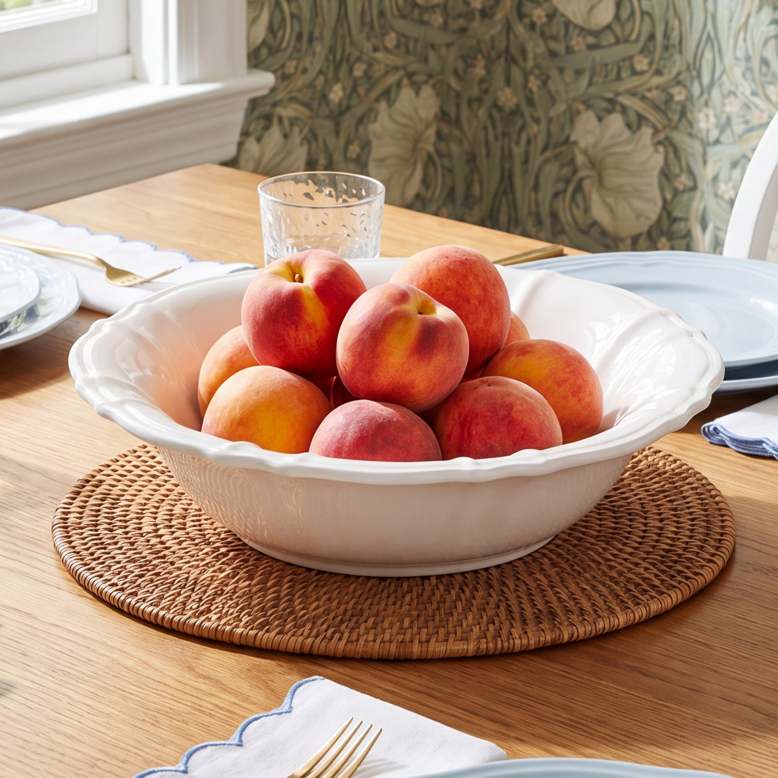 Chloe Ceramic Salad Bowl, White, 9.84"