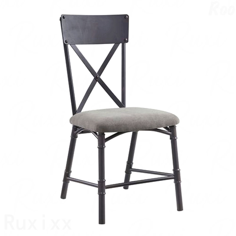 Chaise d'appoint grise et noire sable avec dossier parfait en forme de X (ensemble de 2)