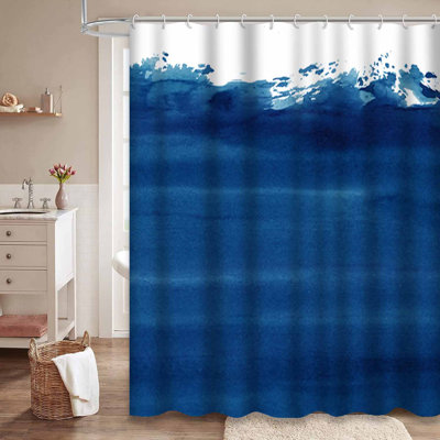 Dark Blue Watercolor Shades Artistic Abstract Spot Color with 12 Hooks
