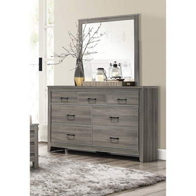 La commode de la chambre à coucher 7 au design transitionnel - panneau gris foncé et glissières centrales en métal d'ingénierie résiste aux taches. Aucun assemblage requis.