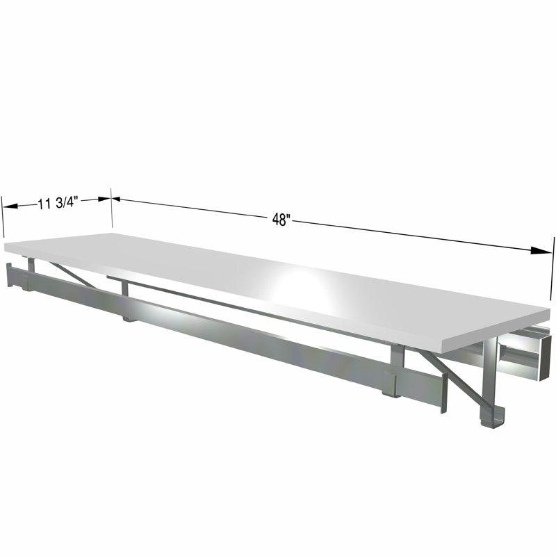 Système de rangement à tablette simple, Blanc, H 8,5 po x l 48 po x P 11,75 po