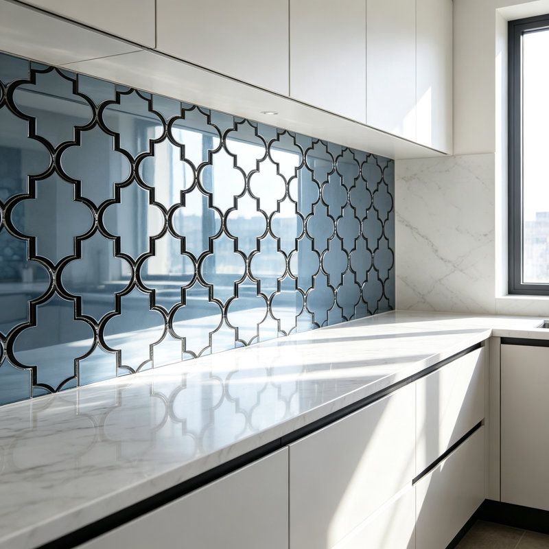 Carrelage mural de mosaïque décoratif en verre et mosaïque arabesque 4 po x 5,5 po Reflections, Graphite