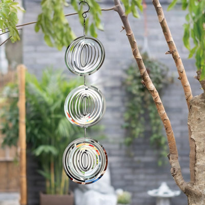 Round Stainless Steel Bird Repellent Wind Chime Decoration For Gardens Balconies And Outdoor Use - For Wind And Rain Protection And Decoration.