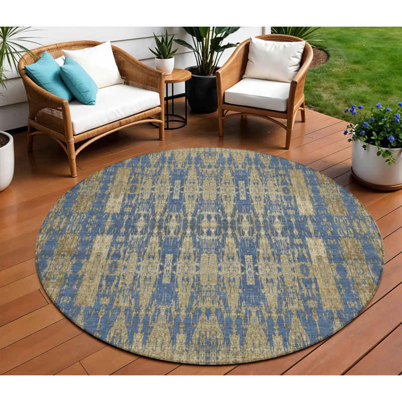 Tapis rond 8 po taupe et beige