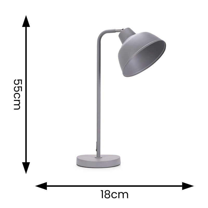 Rhyan Metal Table Lamp, Grey, No