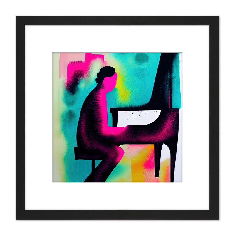 Abstract Watercolour Jazz Piano Bar Pianist 1 Piece Single Picture Frame Painting