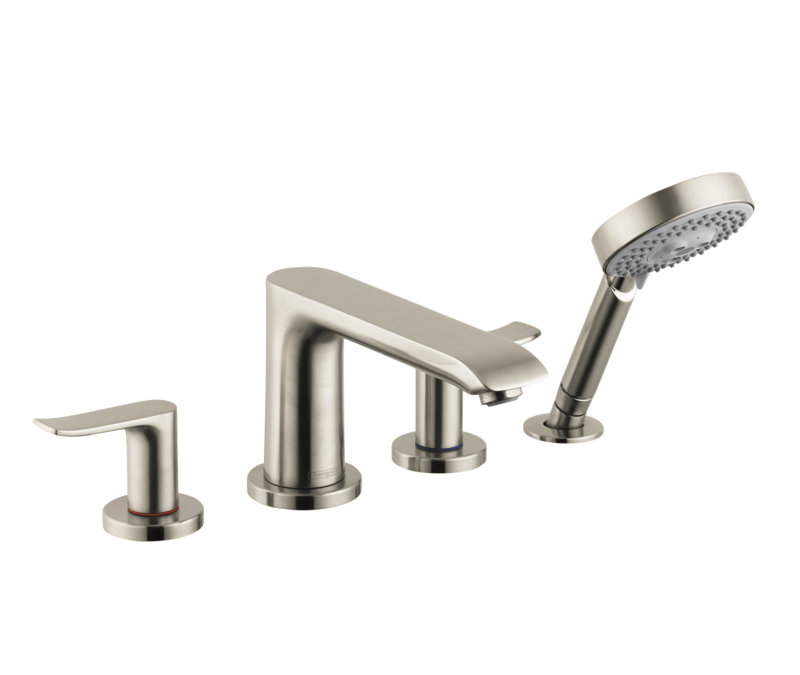 Metris E Double Handle Deck Mounted Roman Tub Faucet, Brushed Nickel