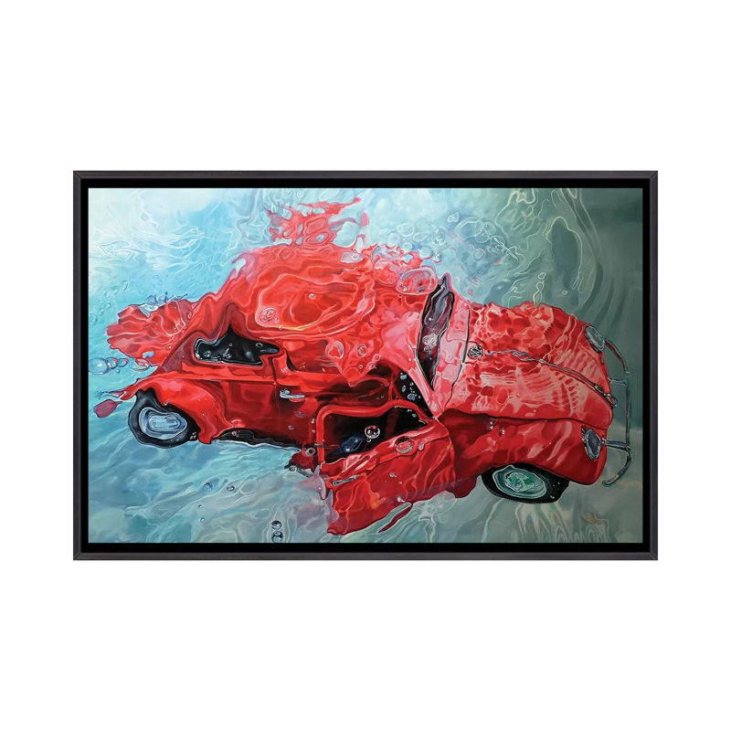 « Red Cox » par Marcello Petisci-impression, Pas de tapis, H 26 po x l 40 po x 1,5 po, Toile avec cadre noir patiné