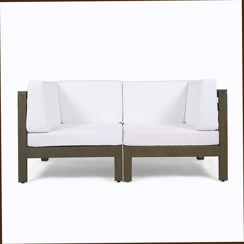 Causeuse, canapé 2 places, Coussin blanc / cadre gris