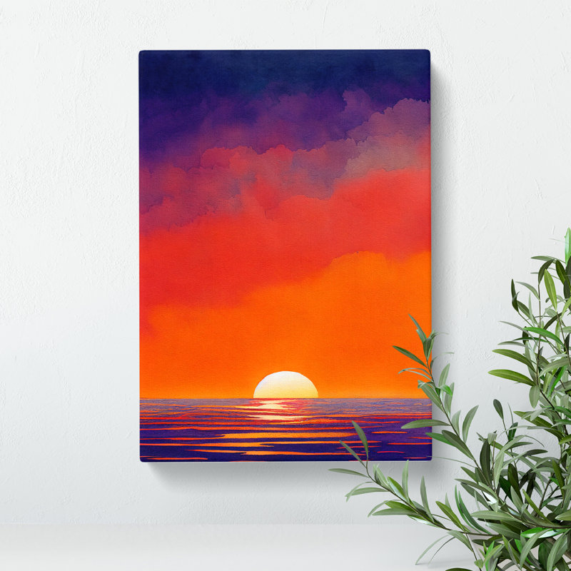 XC1022-623X An Ocean Sunset Watercolour No.3 - Wrapped Canvas Print, 50cm H x 35cm W x 3cm D