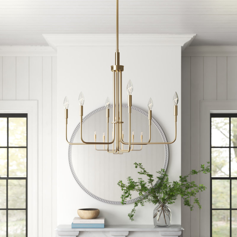 Lustre chandelier 6 lumières Tullis Juniper, Or