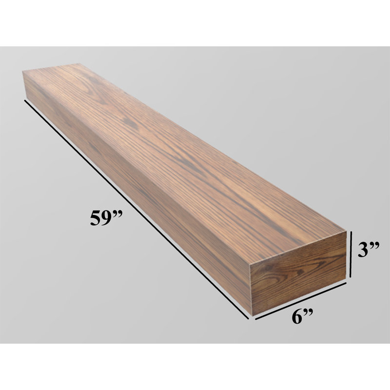 Baxlee Oak Floating Shelf, Black, 3" H x 59" W x 6" D