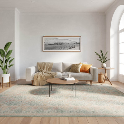 Tapis vert multicolore Botanical Washables 5 pi x 7 pi