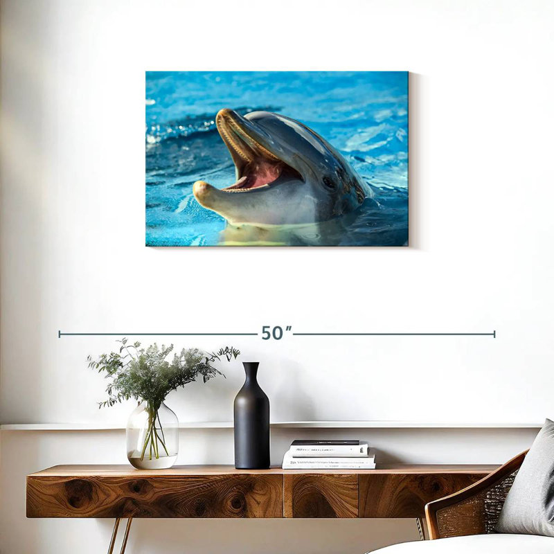 Smiling Playful Dolphin, 20" H x 30" W