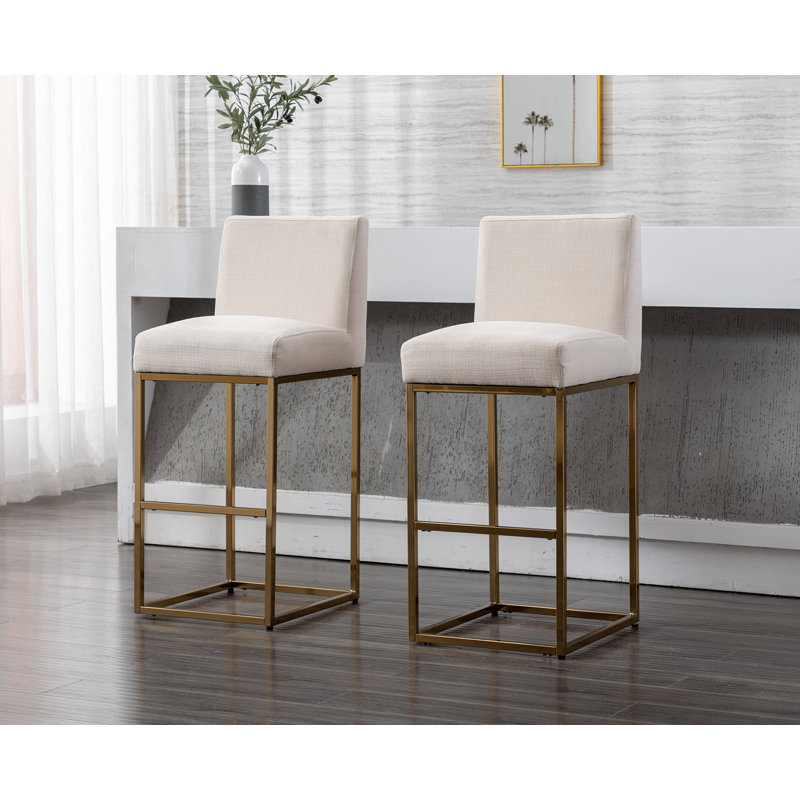 Bernardini Modern Upholstered Counter Stool, Cream/Black Frame, Bar Stool (31" Seat Height)