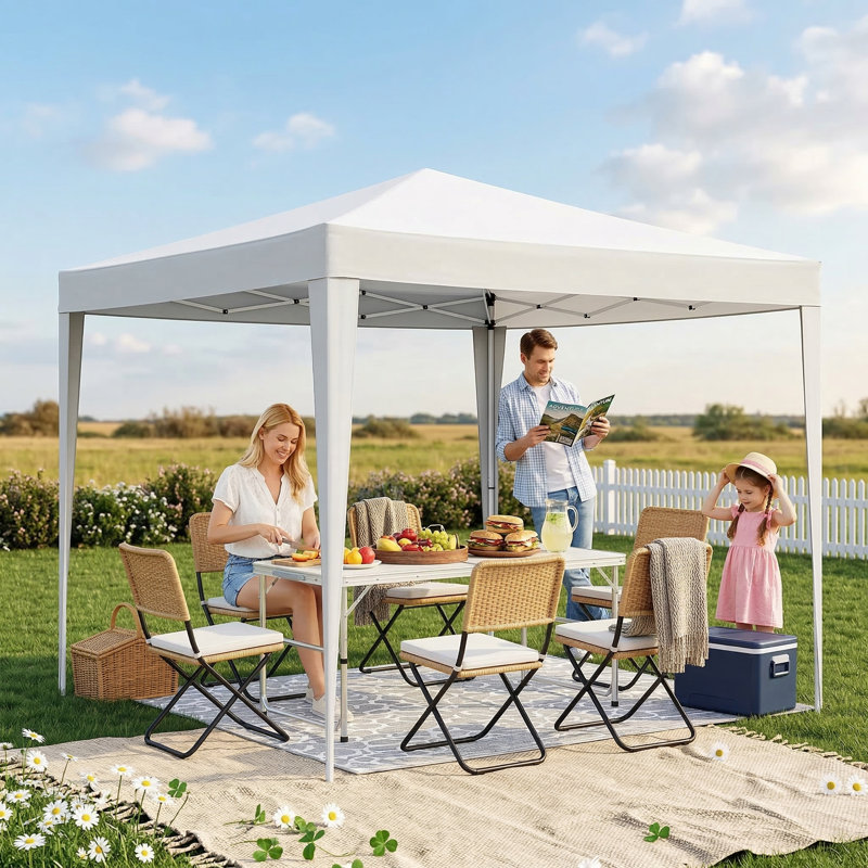 Folding Portable Canopy Measuring 10x10 Feet, Includes 4 Removable Sidewalls, Offers UPF 50+ Sun Protection, Suitable for Parties, Beach Outings, Camping, Weddings, Comes with Weight Bags and a Carry Bag