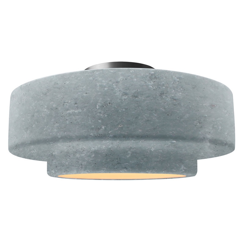 Plafonnier semi-encastré en céramique Dottie, H 8 po x l 16,5 po x P 16,5 po, Nickel brossé, Béton