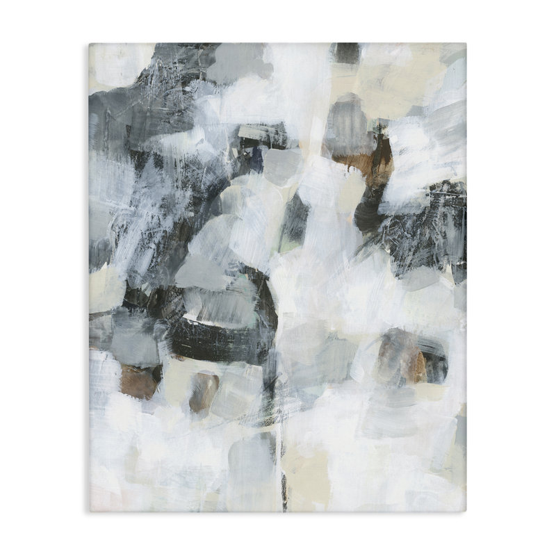 Gris et blanc, art mural sur toile à motif abstrait par Melissa Wang, H 48 po x l 36 po