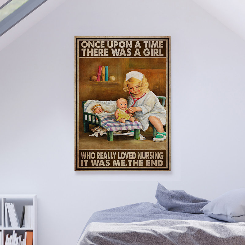 «Nurse Baby And Doll - There Was A Girl Who Really Love Nursing», reproduction d'art graphique sur toile tendue 1 pièce