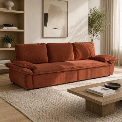 94.5" King Size 3-in-1 Pull-Out Sleeper Sofa Bed, Convertible Corduroy Sofa with Pull-Out Bed, Modern Upholstered Sofa for Living Room & Guest Room