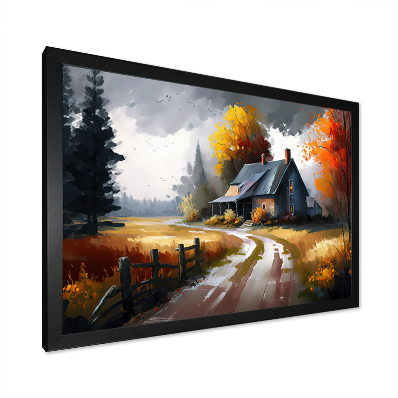 Welcome To The Cottage House VI - Print on Canvas, Black Framed, 12" H x 20" W x 1" D