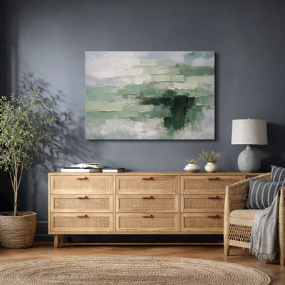 Œuvre abstraite verte et blanche, photos de salon moderne, impression sur toile encadrée