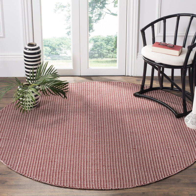 Tapis géométrique en coton tissé à la main Melaina, Rond 6 pi