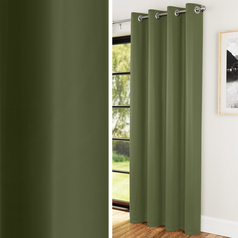 Room Darkening Door Curtain Single Panel, Olive Green, 168 W x 214 D cm