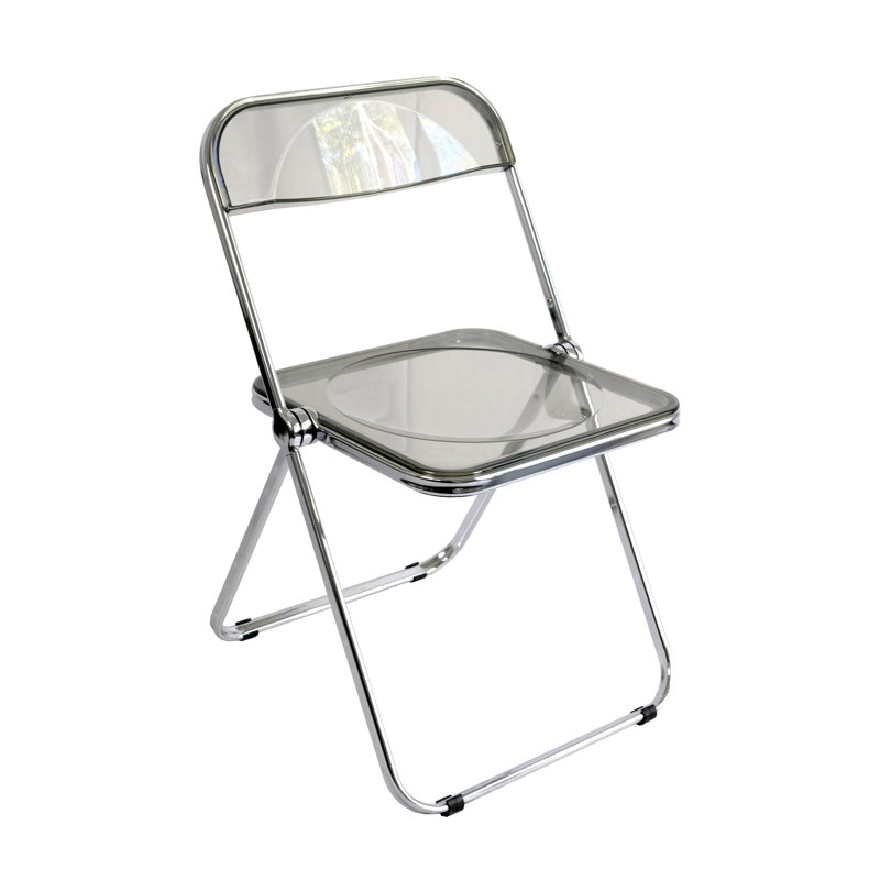 Chaise pliante empilable transparente, chaise d'appoint de salle à manger transparente, siège de salon (gris fumée), Gris