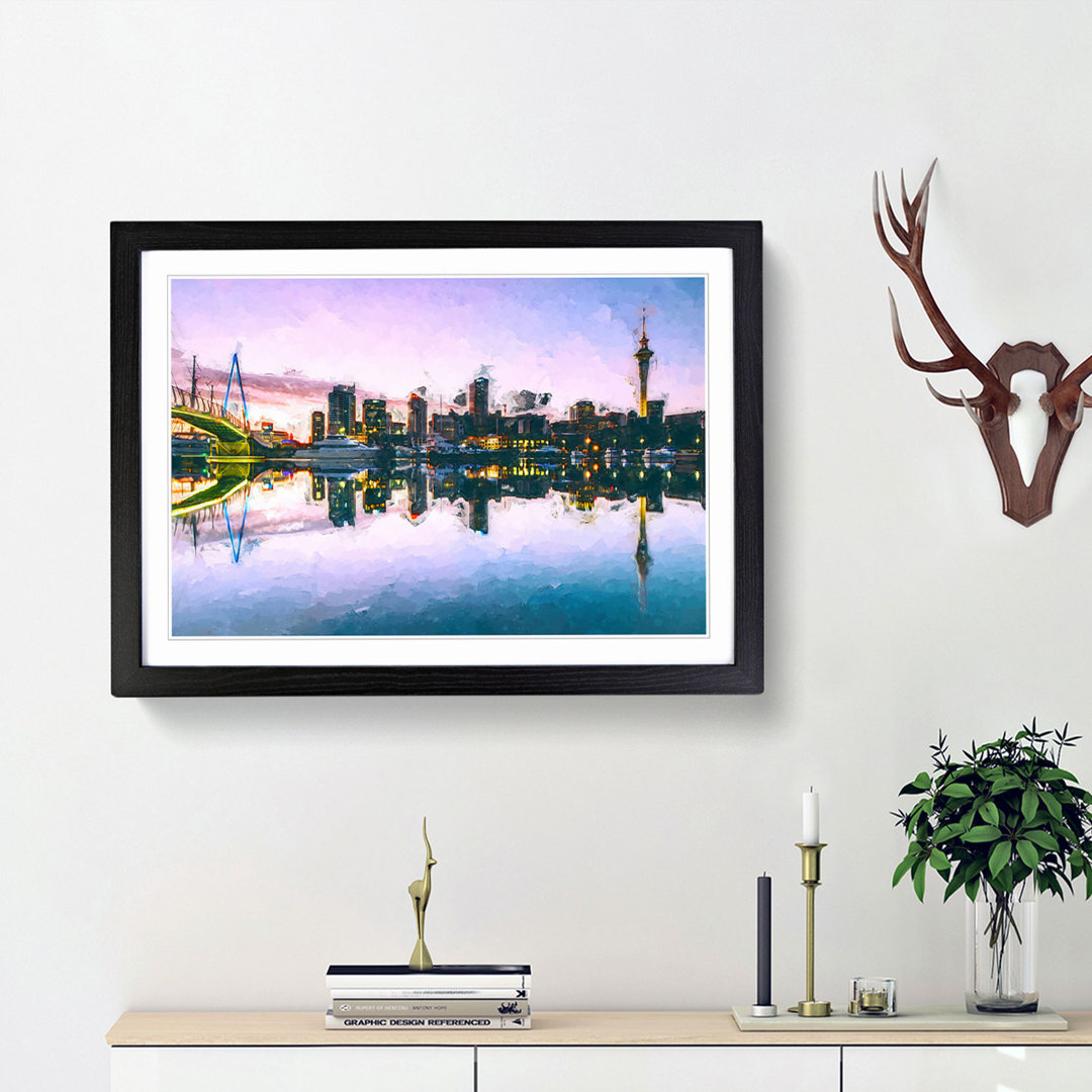 Auckland Skyline in New Zealand in Abstract - Picture Frame Painting Print