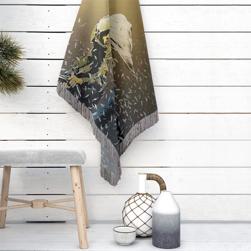 Banksy Graffiti Hand Woven Throw Blanket, 50" W x 60" L