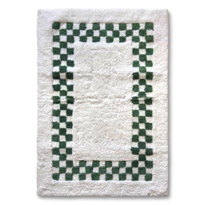 Sage Green Check Hotel Bath Rug