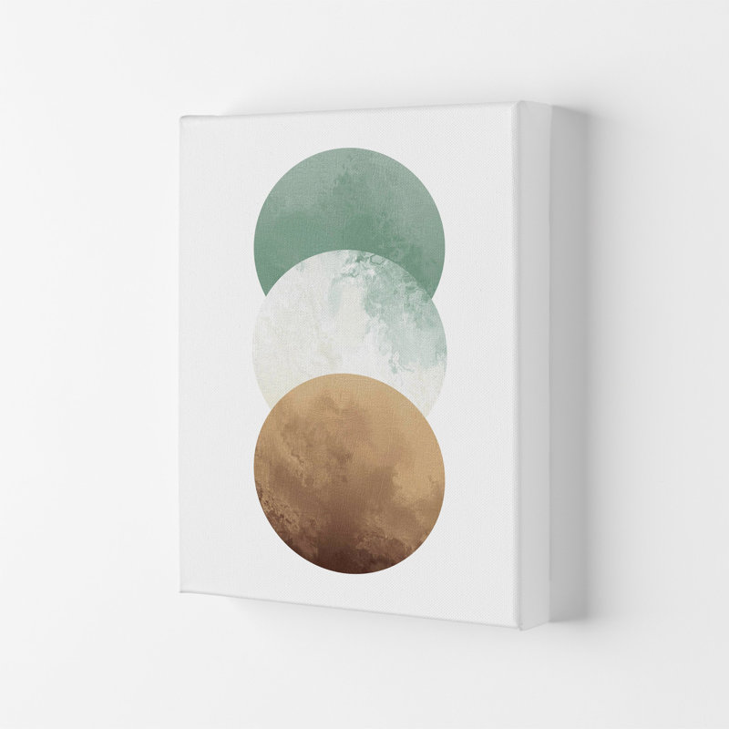 Green And Beige Watercolour Circles Abstract by Pixy Paper - Print, 84cm H x 59.4cm W x 4cm D, Wrapped Canvas
